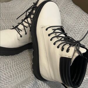 Timberland White and Black Combat Boots